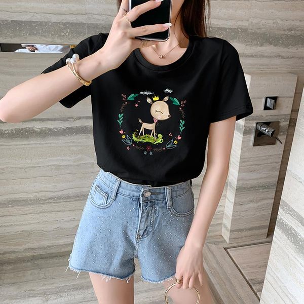 

shirt women clothes 2021 red fashion tee cotton ladies women's t-shirt, White