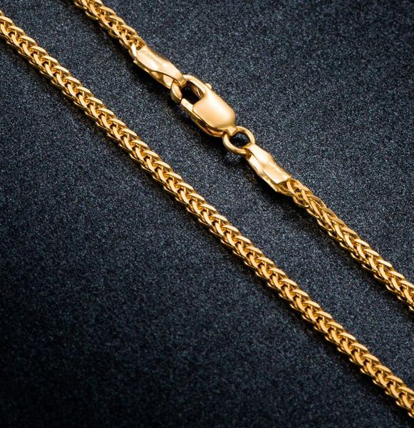 

chains pure 18k yellow gold necklace chain au750 heavy wheat link, Silver