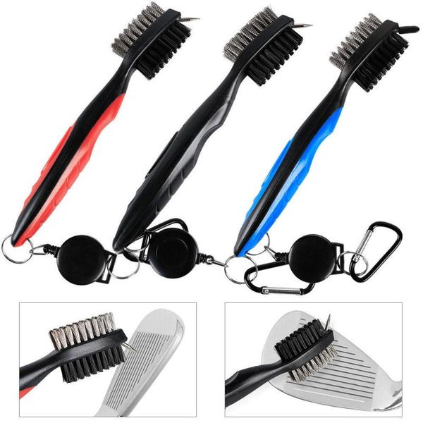 

golf training aids 1pcs multifunctional 2 sided metal nylon club head groove cleaner brush cleaning tool kit accessories random color