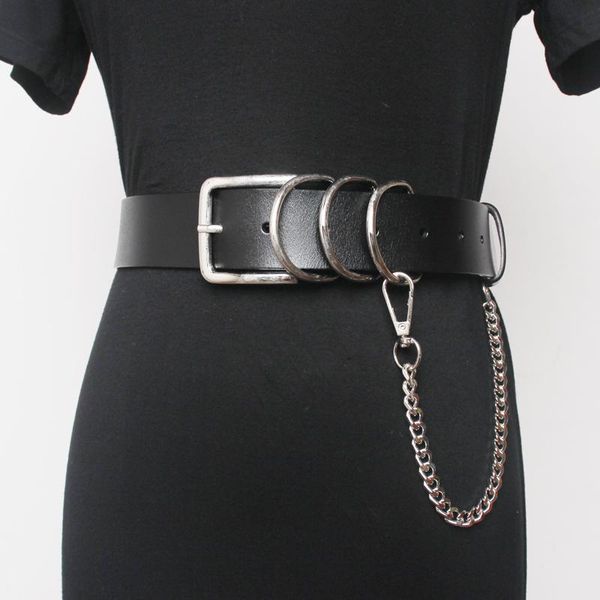 

belts faux leather punk style waist-chain belt women casual fashion black buckle waistband for shirt/dress/coat/blazers, Black;brown