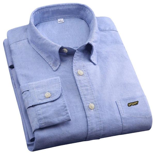 

men's casual shirts high-quality 100% cotton oxford shirt long-sleeved solid color pocket regular-fit buttoned work top, White;black