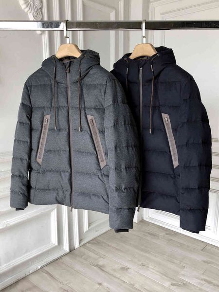 

jacket 2021 Winter Luxury Design Premium Quality Quilted Hooded Men's Goose Down Puffer, Black;brown