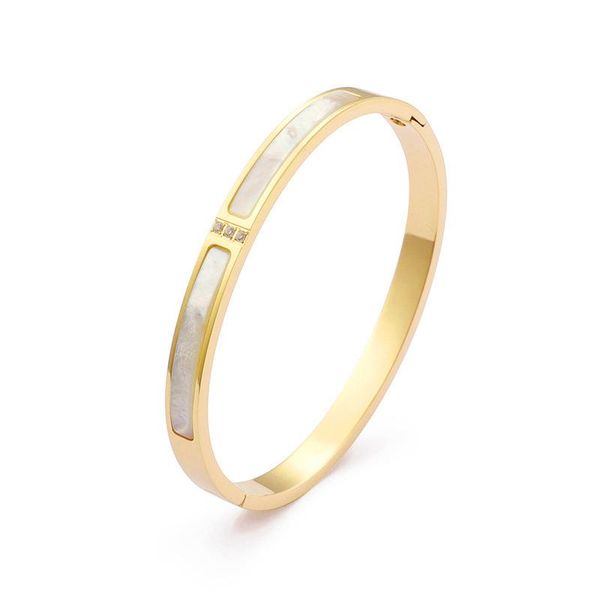 

bangle fashion white shell 3 crystals bangles bracelets gold plating women for bracelet jewelry gift, Black