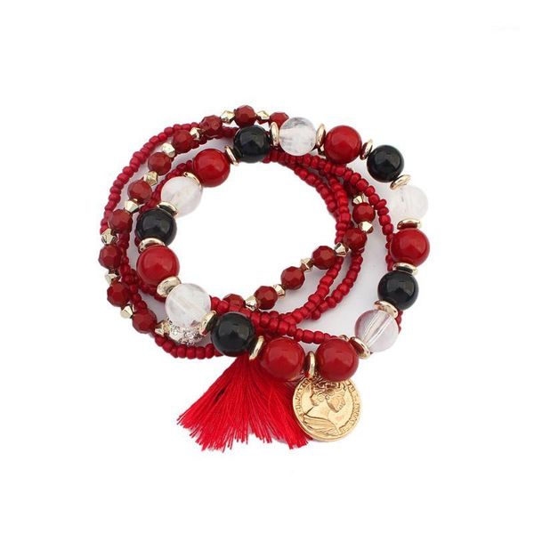 

lureme new bohemian charm bracelet crystal nature stone tassel wrap bracelets for women fashion jewelry boho bangles1, Golden;silver