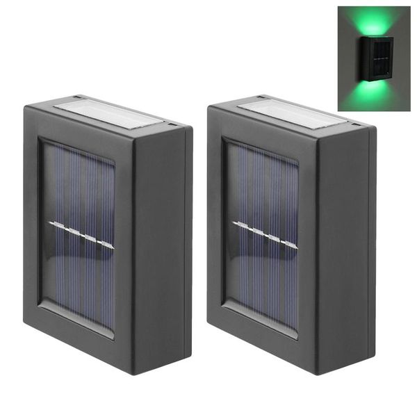 

2pcs fence porch landscape wall lamp up down courtyard park outdoor garden solar powered exterior modern decorative light 2 leds lamps