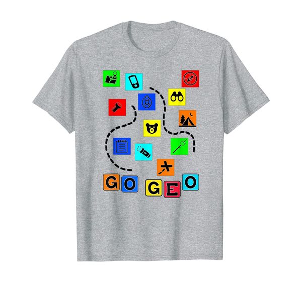 

go geo icon adventure trail map funny original geocaching t-shirt, White;black