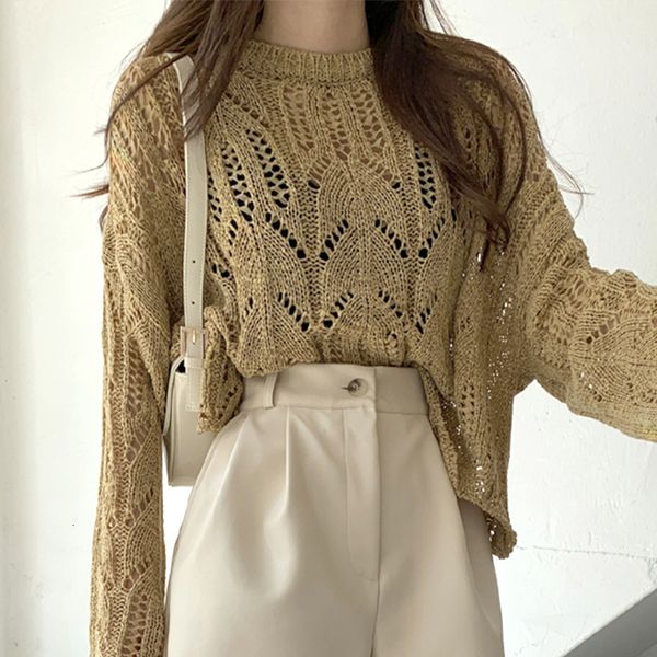 

women's sweaters south korean knit sweater chic start of autumn lazy style around the hollow neck out perspective loose design long sle, White;black