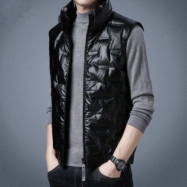 

men's vests 2021 autumn and winter down waistcoat ins casual collar sleeveless vest tide, Black;white