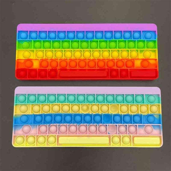 

new keyboard with double-sided letters decompression toy silicone rat killing pioneer rainbow children's intelligence development bubbl