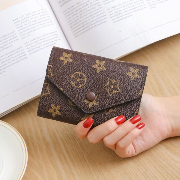 

small women's short 2019 new multi-functional folding change card wallet integrated bag, Red;black