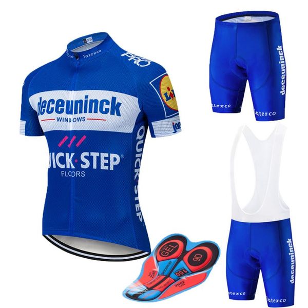 

racing sets 2021 summer mens team uniform cycling clothing bicycle wear quick step pro jerseys 9d gel pad bike shorts set dry, Black;blue