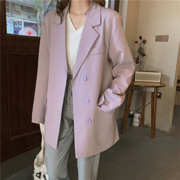 

women's suits & blazers ftlzz spring autumn women high street notched single breasted long sleeve blaze office lady solid color fashion, White;black