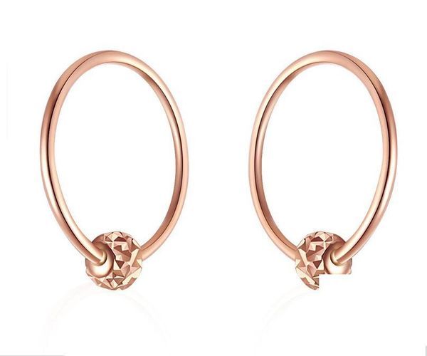 

fashion solid au750 rose gold ball hoop earrings & huggie, Golden;silver