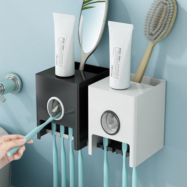 

1pc automatic toothpaste dispenser household toothbrush holder squeezer wall mount stand rack bathroom accessories holders