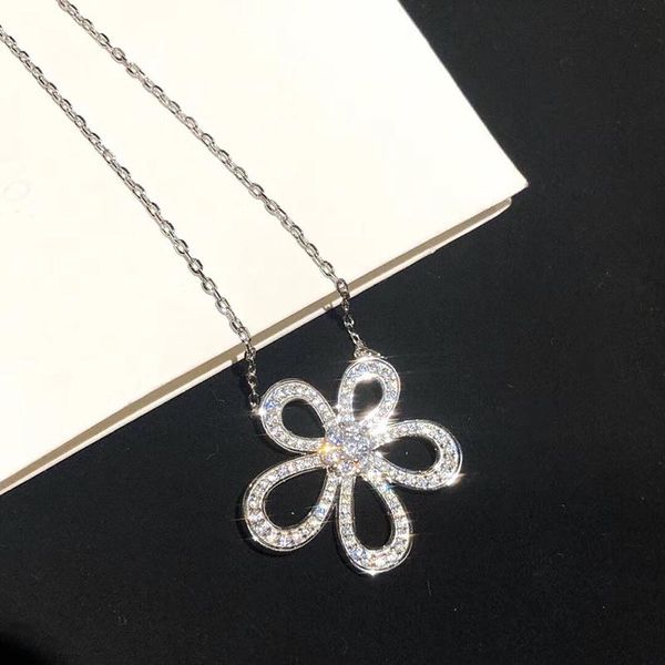 

chains brand pure 925 sterling silver jewelry for women lotus flower neckalce pendant luck clover sakura wedding party necklace