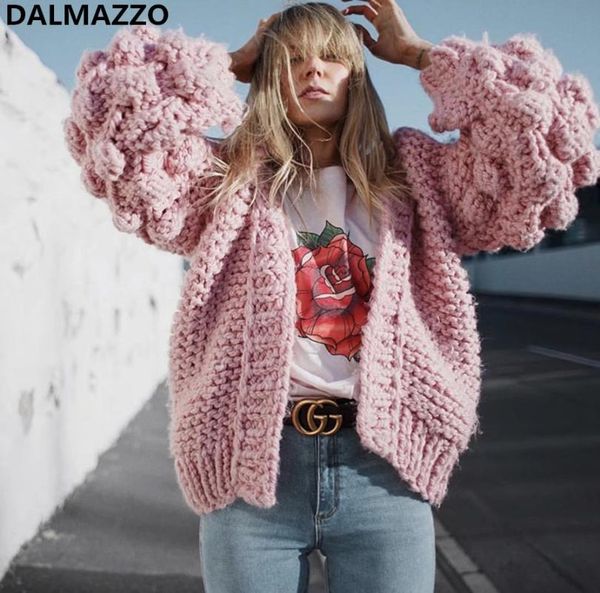 

women's sweaters 2021 est winter runway designer knitted cardigan casual outerwear lantern sleeve open stitch warm thick sweater coats, White;black