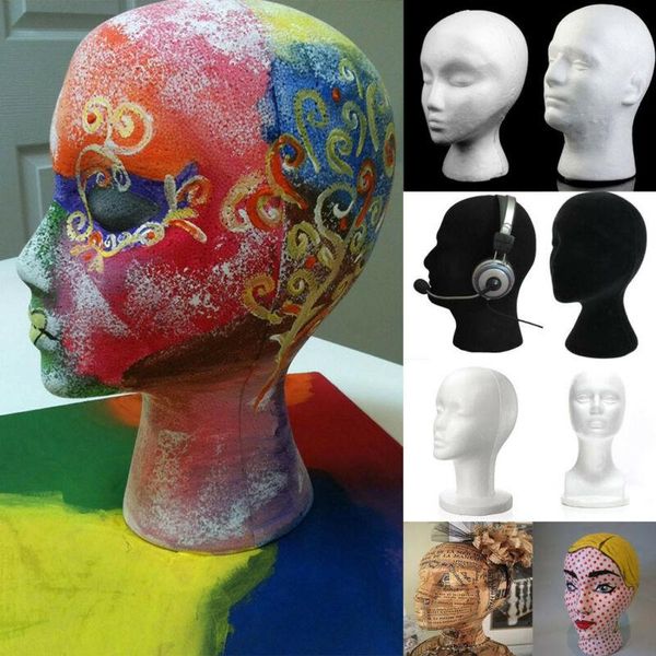 

decorative objects & figurines female styrofoam mannequin wig glasses hat display stand foam head model storage holders white 1pc