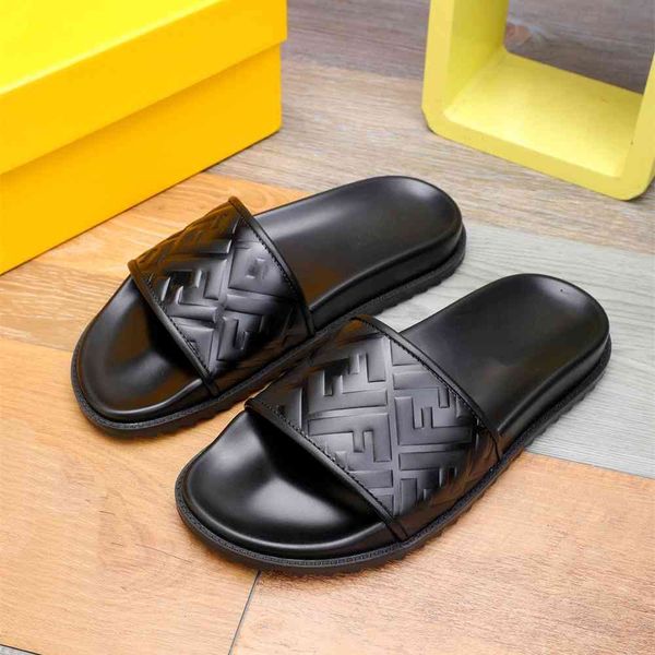 

70% off wholesale sandals flip-flops summer embossed cowhide face men's sandals outdoor thick sole beach guangzhou shoes, Black