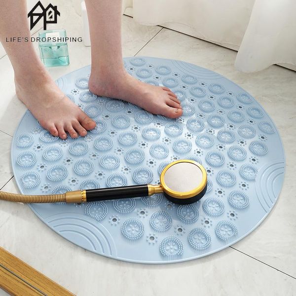 

55cm pvc round bathroom non-slip mat hydrophobic quick-drying shower room suction pad massage foot bath mats
