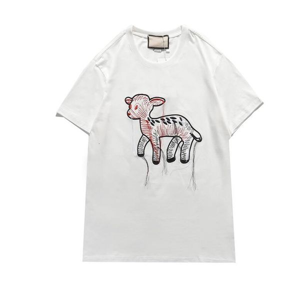 

21ss new fashion tshirt round neck short sleeve tshirt men and women tee 100 cotton 3 colors sxxl, White;black