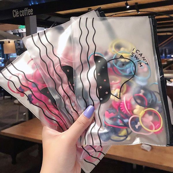 

hair accessories 20pcs/bag korean style cartoon children band set ropes baby mini headbands gum rubber1, Slivery;white