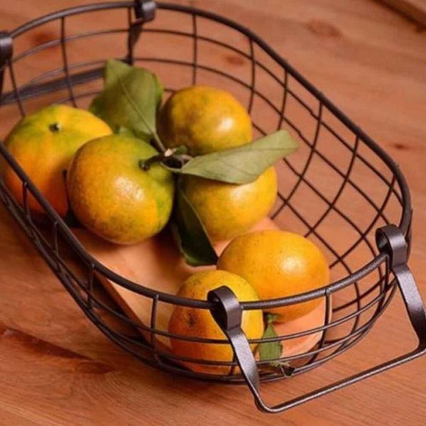 

storage baskets nordic style fruit basket wire decorated metal black display bowl rack vegetable table dining decoration