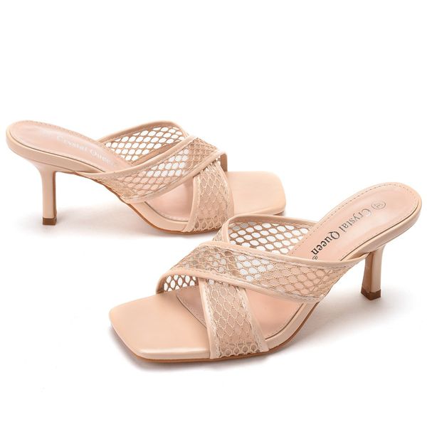 

temperament mesh breathable fish mouth women's shoes shallow mouth wine cup heels high-heeled sandals, Black