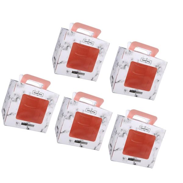 

gift wrap 5pcs marble cake box 6 inches heightening portable double transparent open window