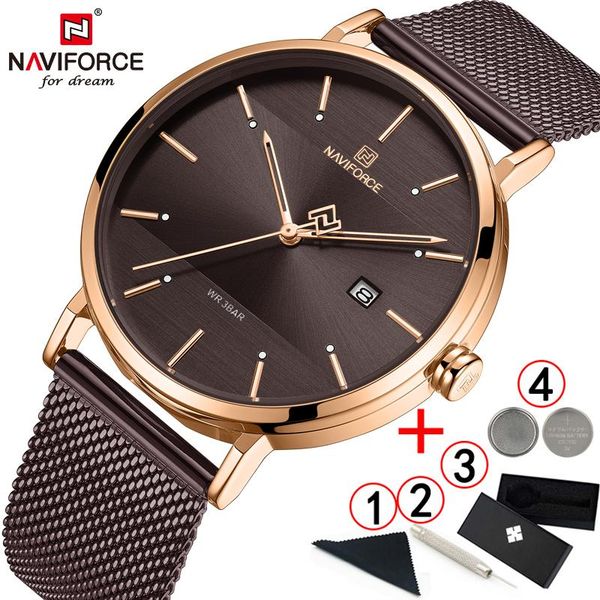 

wristwatches naviforce quartz watch women and men famous dress fashion lady watches ultra thin wrist 2021, Slivery;brown