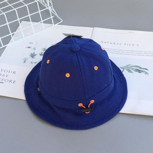 

adjustable baby spring summer solid color simple infant fisherman sun shading fashion boys and girls basin hat, Yellow