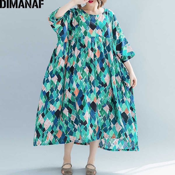 

plus size women beach dress summer sundress big female vestidos loose cotton linen lady dresses print 5xl 6xl 210531, Black;gray