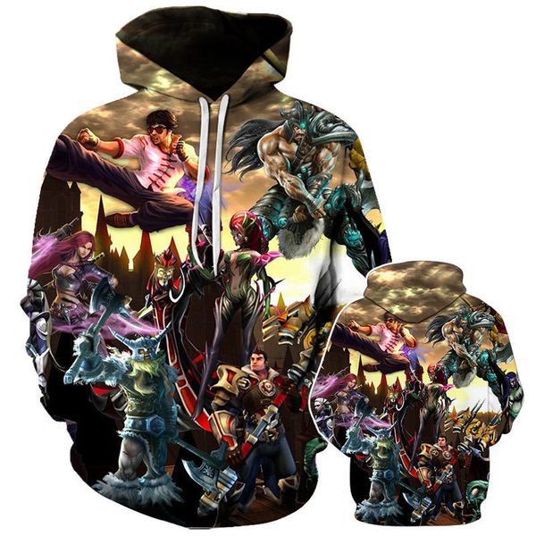 

game league of legends fight 3d printing hoodie lol sweatshirt men's women's fashion hoodie harajuku hip hop pullover loose comfor, White;black