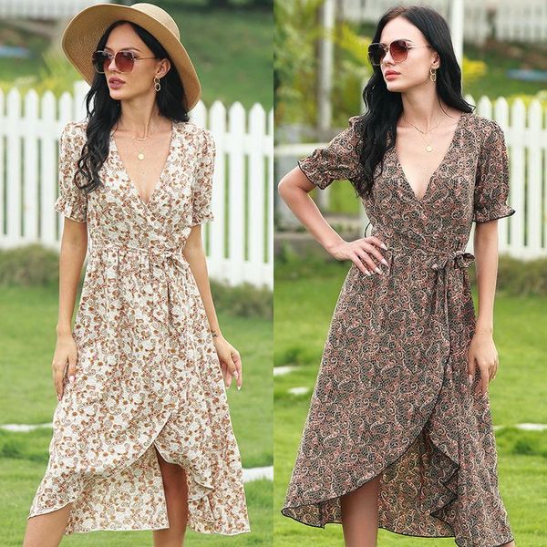 

women's swimwear summer cool dress deep v-neck bandage irregular skirt holiday party breathable soft beach, White;black