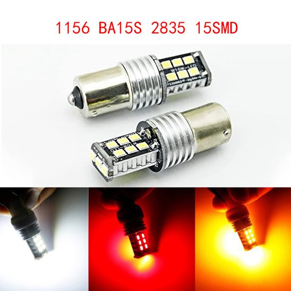 

100pcs car bulbs high power super bright 1156 p21w ba15s 2835 15smd led backup reverse tail brake lights parking dc 12v