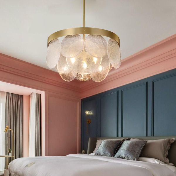 

pendant lamps art fan post morden all copper light luxury ceiling lamp original glass crystal flower living room dining bed