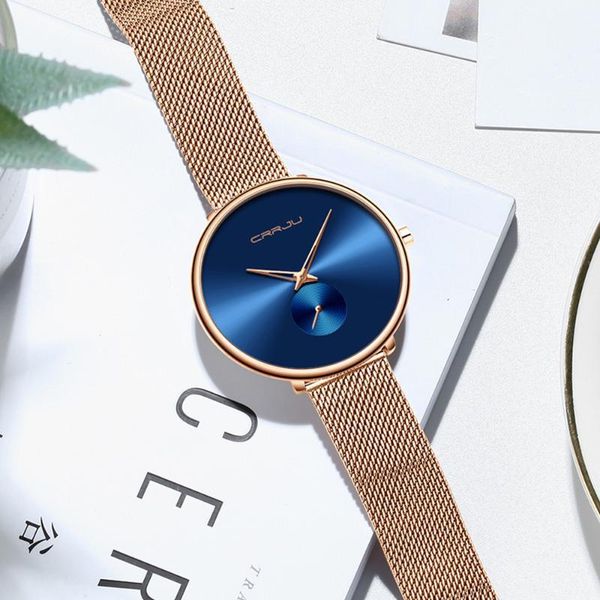 

wristwatches crrju 2165 beautiful design watches women fashion casual steel mesh wristwatch ladies watch female clock women's quartz, Slivery;brown