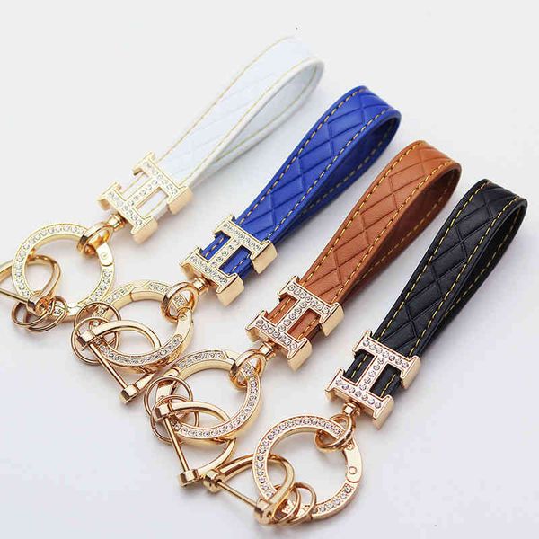 

h-type diamond inlaid car key chain jewelry spring ring fashion trend goddess pendant, Silver