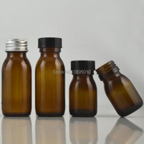 

storage bottles & jars 30ml travel empty small amber round glass essential bottle with silver black cap f1071