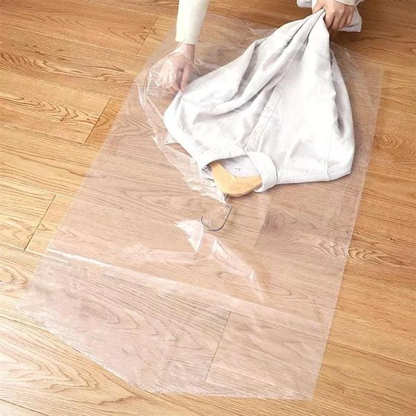 

storage bags 10pcs clothes dust cover clear plastic garment disposable dustproof wardrobe hanging clothing coat
