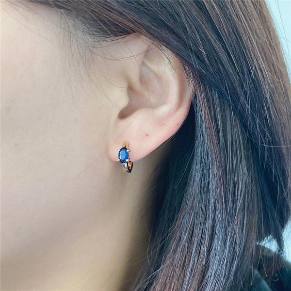 

hoop & huggie super shiny fuchsia navy pink sky blue oval cz zirconia paving 9mm indiameter small earrings for women party jewelry, Golden;silver