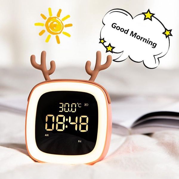 

desk & table clocks creative digital alarm cute tv pet small horloge chargeable mini girls and kids clock temperature display