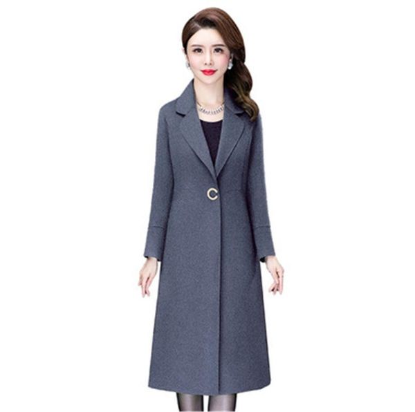 

women's wool & blends spring autumn woolen coat women 2021 solid long coats high street overcoat slim jacket sleeve fashion clothing y1, Black