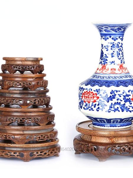 

vases pierced ebony antique vase base wood craft home accessories aquarium seat decoration crafts furnishing