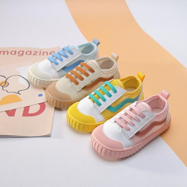 

summer children's casual shoes fashion mesh kids board candy color toddler boys girls flats sandals athletic & outdoor, Black
