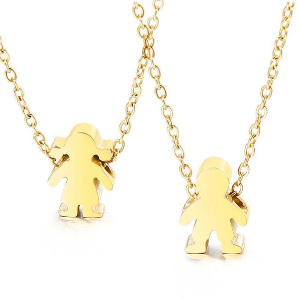 

pendant necklaces family boys girl stainless steel for women kids jewelry colares feminino masculino gift valentine's day, Silver