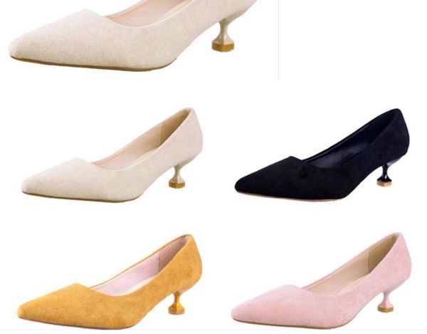 

women's shoes in spring and autumn middle fine heel pointed end, Black