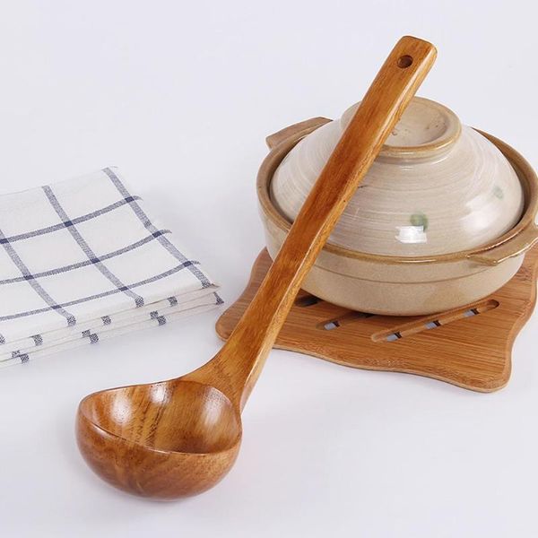 

spoons japanese solid wood soup ladle long handle pot spoon portable durable eco friendl kitchen cooking utensil tools