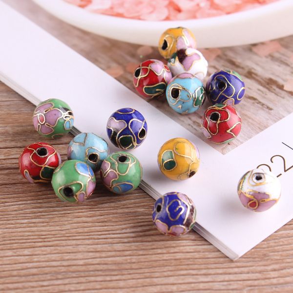 20 pz Lucido Smalto Cloisonne Colorato 10mm Perline Fatti A Mano FAI DA TE Orecchini Della Collana Del Braccialetto Dei Monili Che Fanno I Risultati All'ingrosso