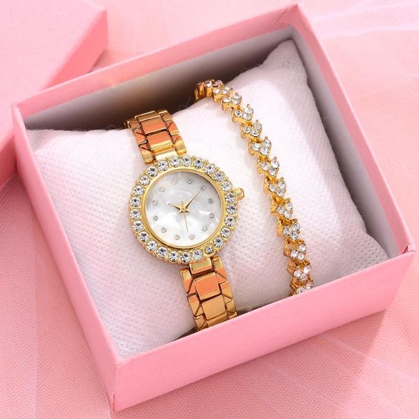 

wristwatches 2021 luxury women rose gold watch fashion ladies quartz diamond dial wristwatch elegant female bracelet watches, Slivery;brown