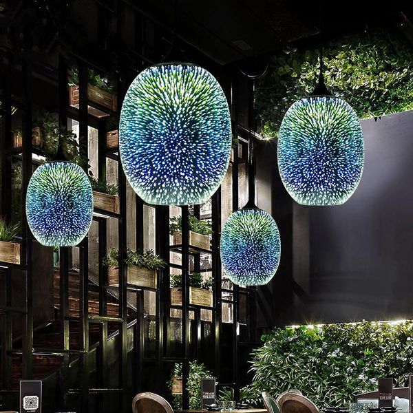 

pendant lamps modern 3d colorful nordic starry sky glass shade lamp lights e27 led chandelier for kitchen restaurant living room